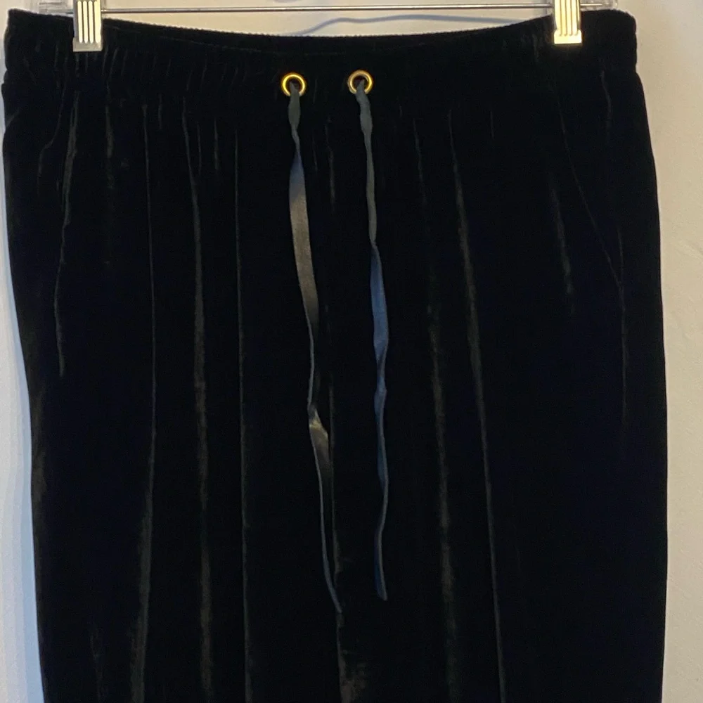 Sandro Women's Pull On Black Velvet Pants Whimsygoth Grunge Witchy Quiet Luxury - Picture 5 of 17